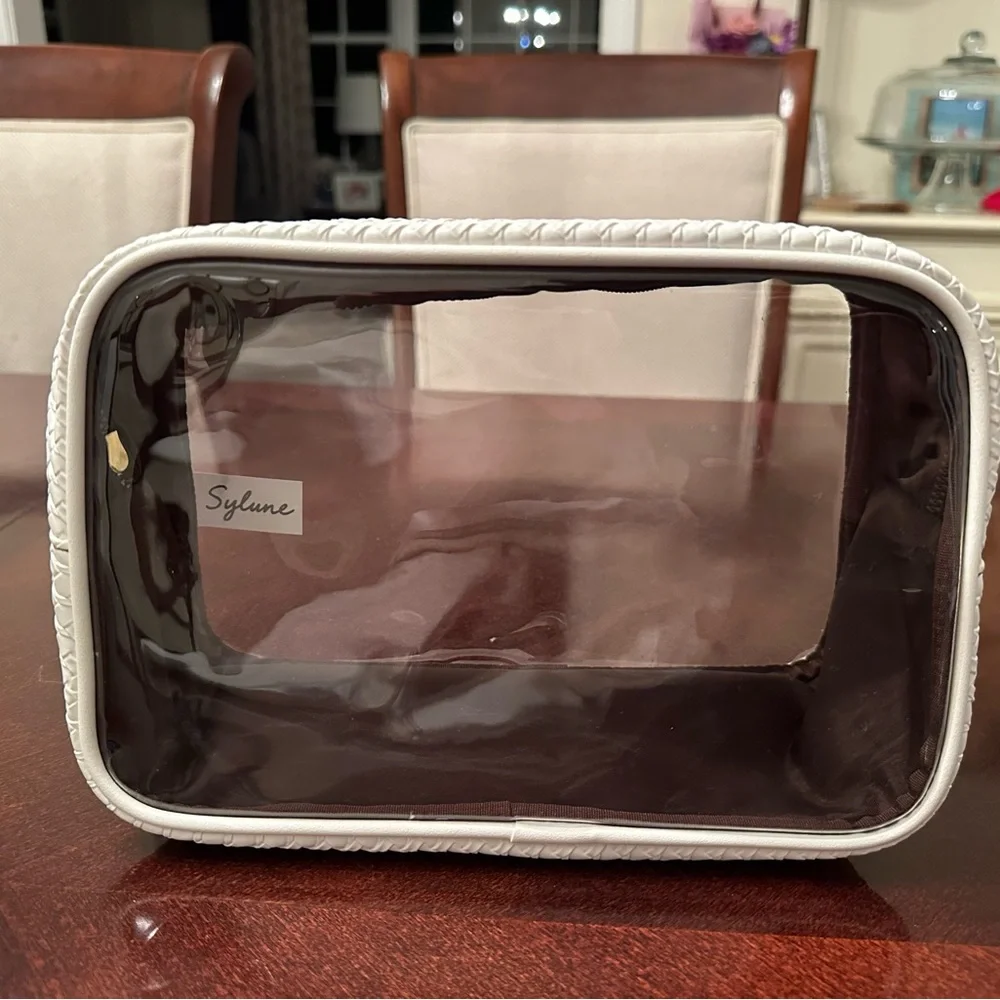 Sylune 3-in-1 Clear Cosmetic Bag Set White NWT